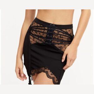 New! For Love & Lemons Black Lace Corset Laurel Garter Skirt Size XS 2989